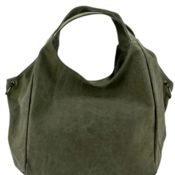 SALE * Tao MaoMao Cotton Canvas Hobo Tote in Army Green - Picture 5 of 11
